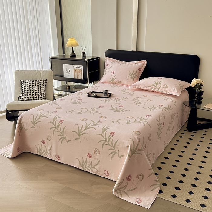 91家纺网 家纺一手货源 找家纺 大柏树 2025新款A类全棉磨毛印花单床单 绿禾