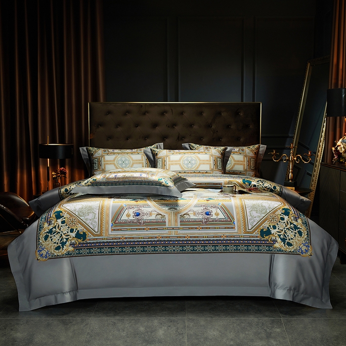 91家纺网 家纺一手货源 找家纺 2024新款100s长绒棉数码印花大版定位四件套 奥帝斯