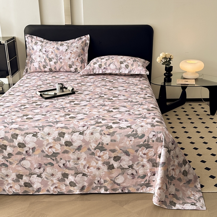 91家纺网 家纺一手货源 找家纺 大柏树 2025新款A类全棉磨毛印花单床单 露瑶咖