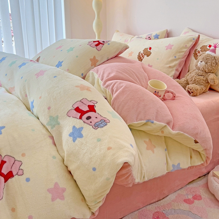 91家纺网 家纺一手货源 找家纺 麦瑞家纺 2025新款印花牛奶绒四件套跑量款 吉米