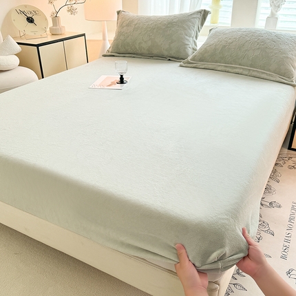 艾唯希家纺 2024新款A类牛奶绒单床笠系列 花之舞-浅绿-(单床笠)