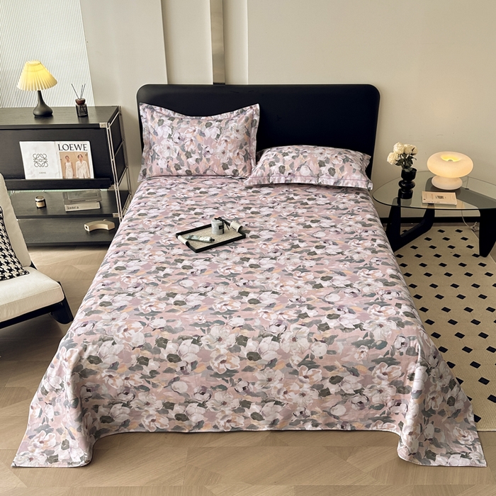 91家纺网 家纺一手货源 找家纺 大柏树 2025新款A类全棉磨毛印花单床单 露瑶咖