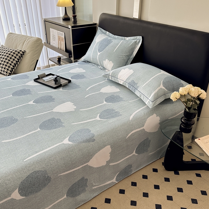 91家纺网 家纺一手货源 找家纺 大柏树 2025新款A类全棉磨毛印花单床单 人间茶白