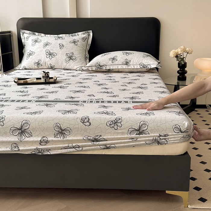 91家纺网 家纺一手货源 找家纺 大柏树 2025新款A类全棉磨毛印花单床笠 淡雅年华