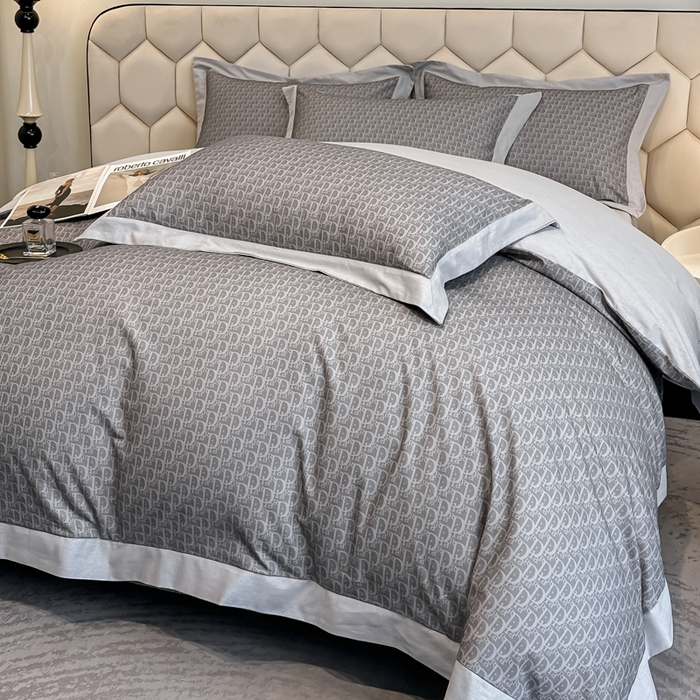 91家纺网 家纺一手货源 找家纺 雲归梦 2024新款全棉纯棉轻奢加厚磨毛拼角工艺四件套 凯旋门-英伦灰