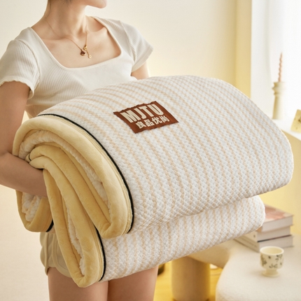 晨曦家纺 2024新款贝贝绒牛奶绒双层毛毯两用被套毯 贝贝绒双层毯-奶黄