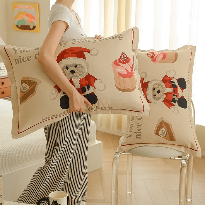 91家纺网 家纺一手货源 找家纺 2024新款全棉四层纱布枕套一对装纽扣款枕套 礼物熊