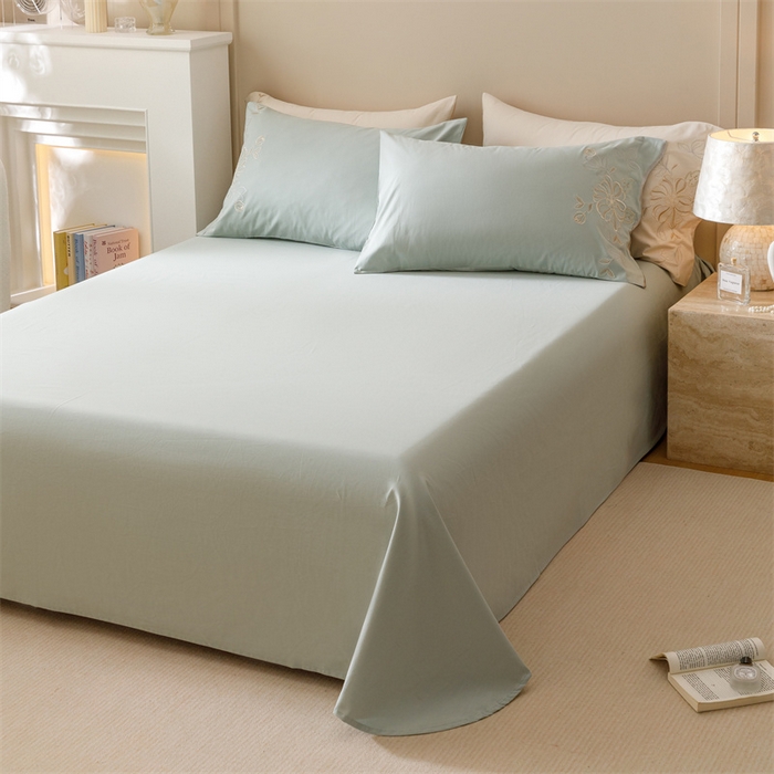 91家纺网 家纺一手货源 找家纺 艾莱家纺 2024新款A类新疆长绒棉加厚柔顺磨毛四件套-花开烂漫 花开烂漫-芦草绿