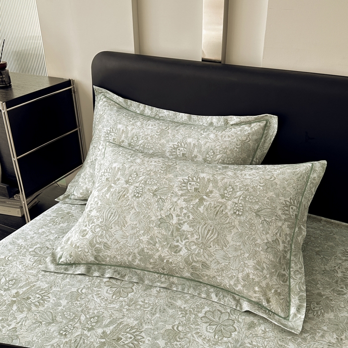 91家纺网 家纺一手货源 找家纺 大柏树 2025新款A类全棉磨毛印花单床单 莉娅绿