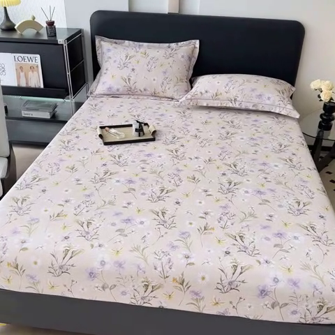 91家纺网 家纺一手货源 找家纺 大柏树 2025新款A类全棉磨毛印花单床笠 暗香