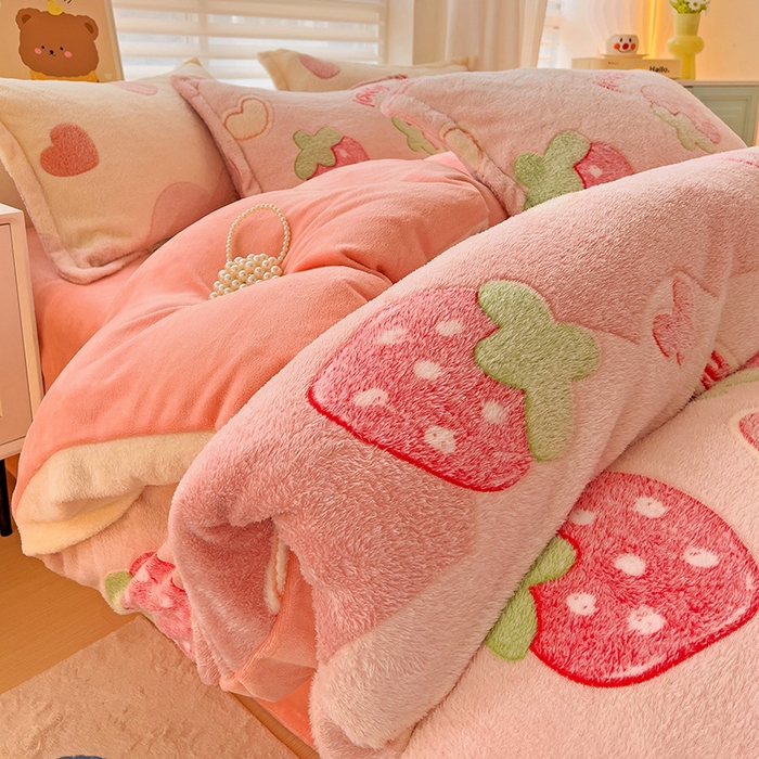 91家纺网 家纺一手货源 找家纺 2024新款加厚雪花绒印花四件套-风格二（提供卖家秀） 蝶雅