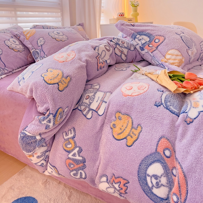 91家纺网 家纺一手货源 找家纺 2024新款加厚雪花绒印花单件被套-风格二（提供卖家秀 ） 星际穿越