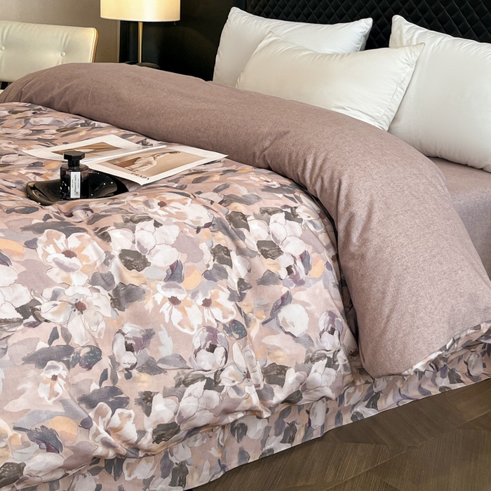 91家纺网 家纺一手货源 找家纺 大柏树 2025新款A类全棉磨毛印花单被套 露瑶咖