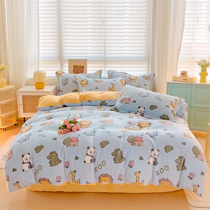 2024新款加厚雪花绒印花四件套-风格二（提供卖家秀） 动物世界