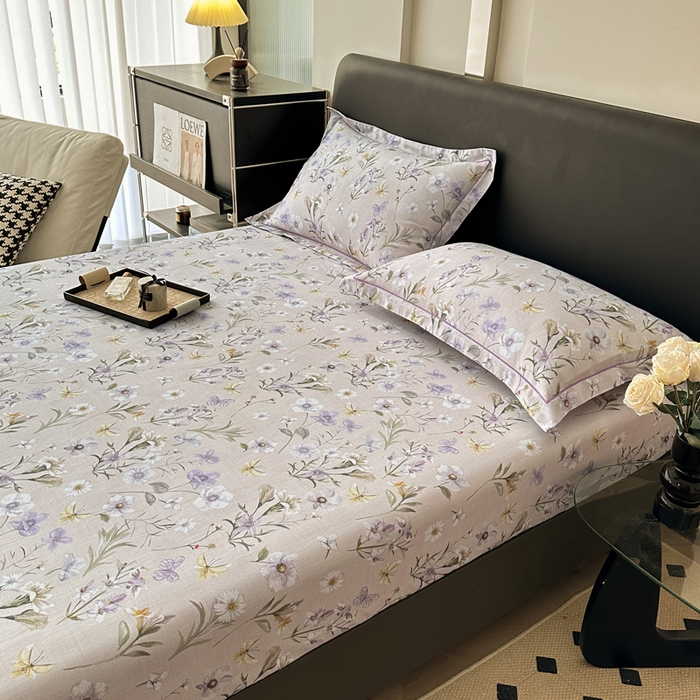 91家纺网 家纺一手货源 找家纺 大柏树 2025新款A类全棉磨毛印花单床笠 暗香