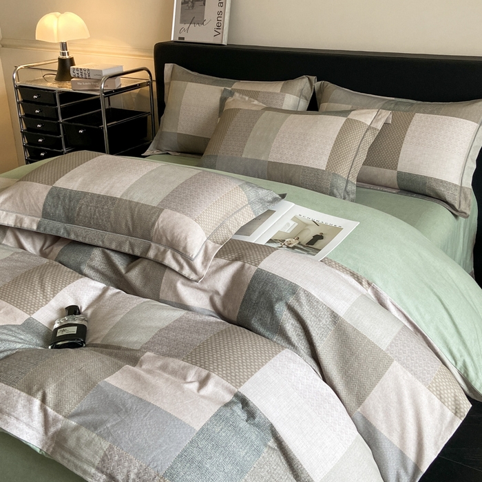 91家纺网 家纺一手货源 找家纺 大柏树 2025新款A类全棉磨毛印花四件套 布莱克