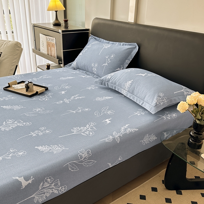 91家纺网 家纺一手货源 找家纺 大柏树 2025新款A类全棉磨毛印花单床笠 芊芊之恋