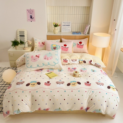 91家纺网 家纺一手货源 找家纺 （总）柚子YOUTH 2024新款加厚纯印花牛奶绒四件套