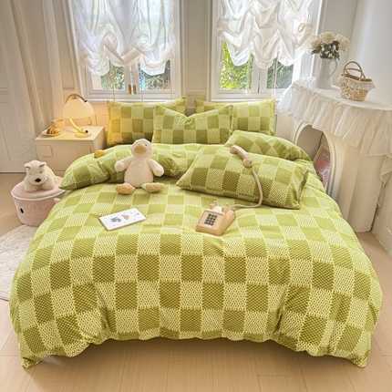 91家纺网 家纺一手货源 找家纺 （总）红粉佳人 2025新款小清新双面牛奶绒四件套