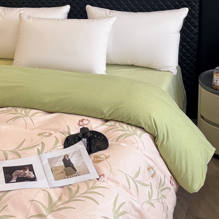 91家纺网 家纺一手货源 找家纺 大柏树 2025新款A类全棉磨毛印花单被套 绿禾