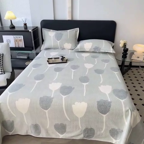 91家纺网 家纺一手货源 找家纺 大柏树 2025新款A类全棉磨毛印花单床单 露瑶咖