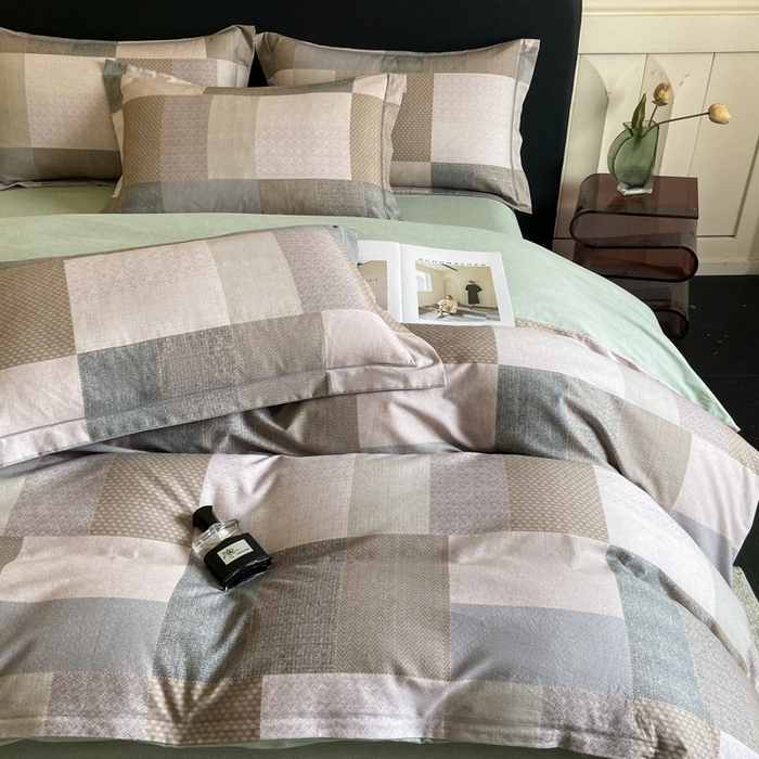 91家纺网 家纺一手货源 找家纺 大柏树 2025新款A类全棉磨毛印花四件套 布莱克