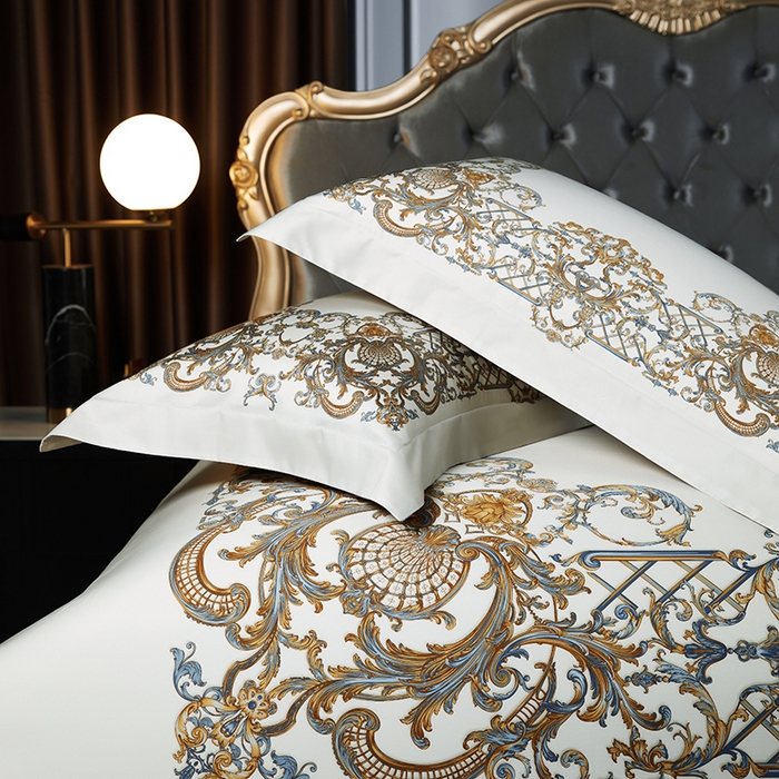 91家纺网 家纺一手货源 找家纺 2024新款100s长绒棉数码印花大版定位四件套 弗雷