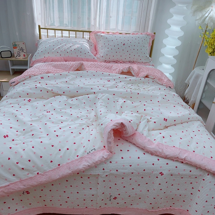 91家纺网 家纺一手货源 找家纺 暖居 2024新款包边豆豆被床盖四件套 知碟