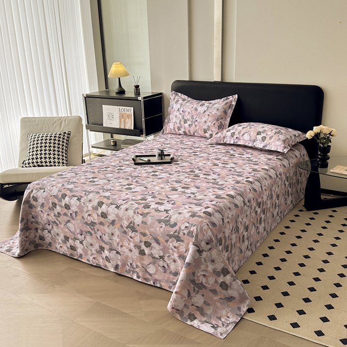 91家纺网 家纺一手货源 找家纺 大柏树 2025新款A类全棉磨毛印花单床单 露瑶咖