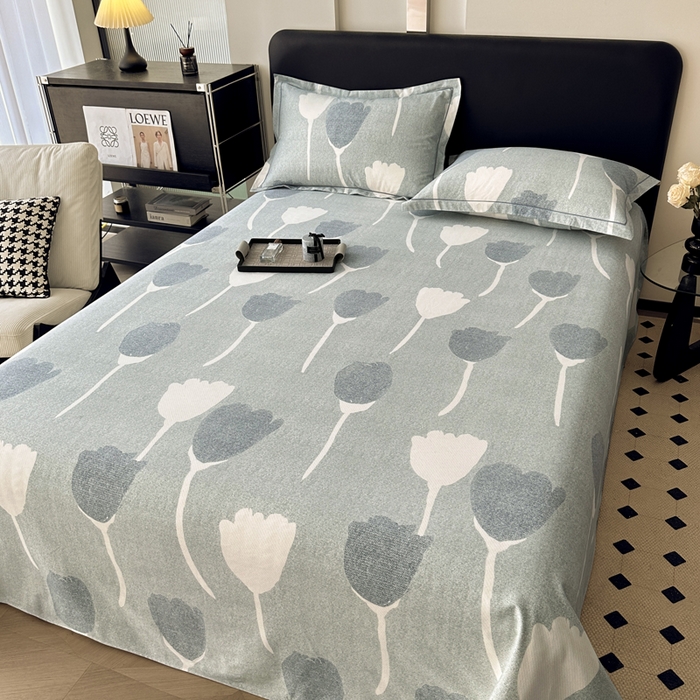 91家纺网 家纺一手货源 找家纺 大柏树 2025新款A类全棉磨毛印花单床单 人间茶白