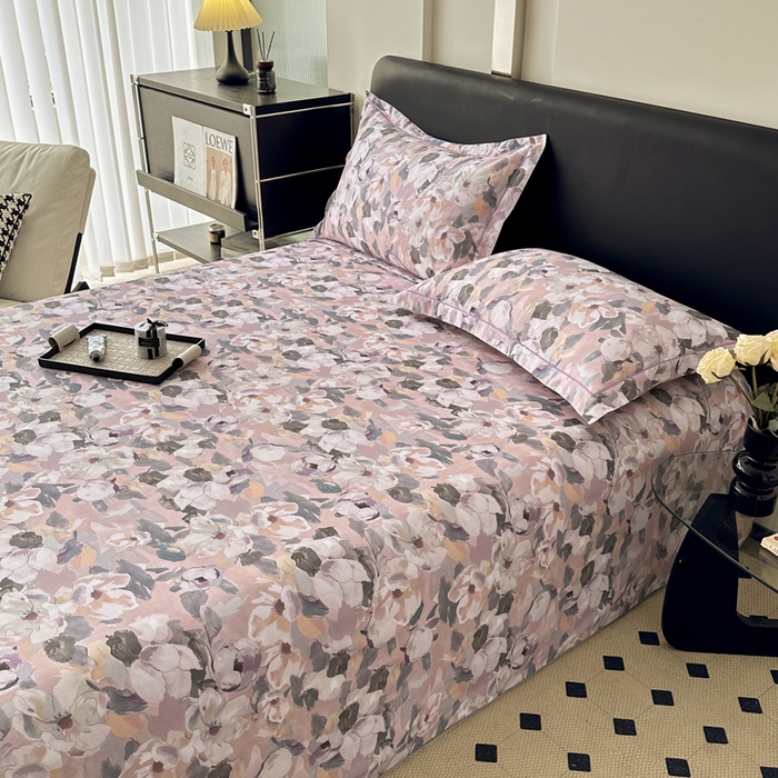 91家纺网 家纺一手货源 找家纺 大柏树 2025新款A类全棉磨毛印花单床单 露瑶咖