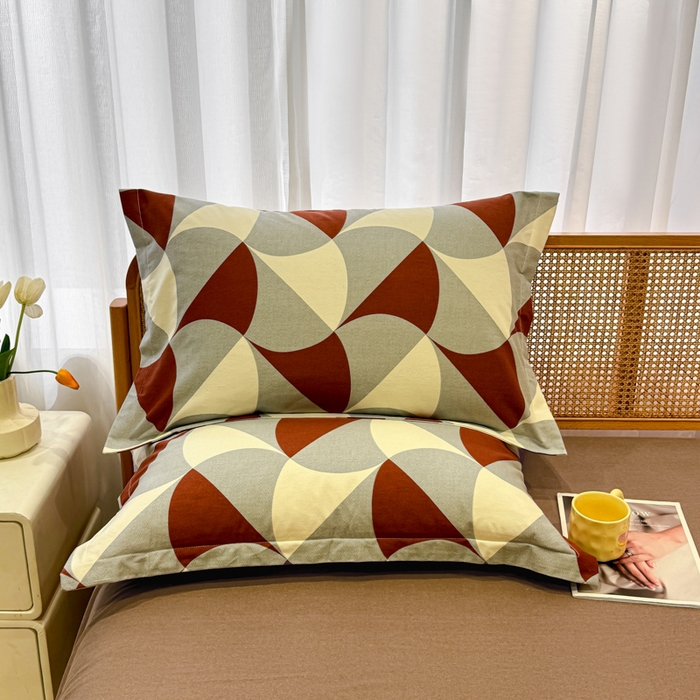 91家纺网 家纺一手货源 找家纺 丝芙妮家居（原乐视家纺） 2024新款全棉磨毛多规格AB版单品套件系列（第二波）--单枕套 洛可-橙