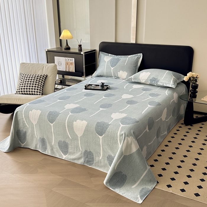 91家纺网 家纺一手货源 找家纺 大柏树 2025新款A类全棉磨毛印花单床单 人间茶白