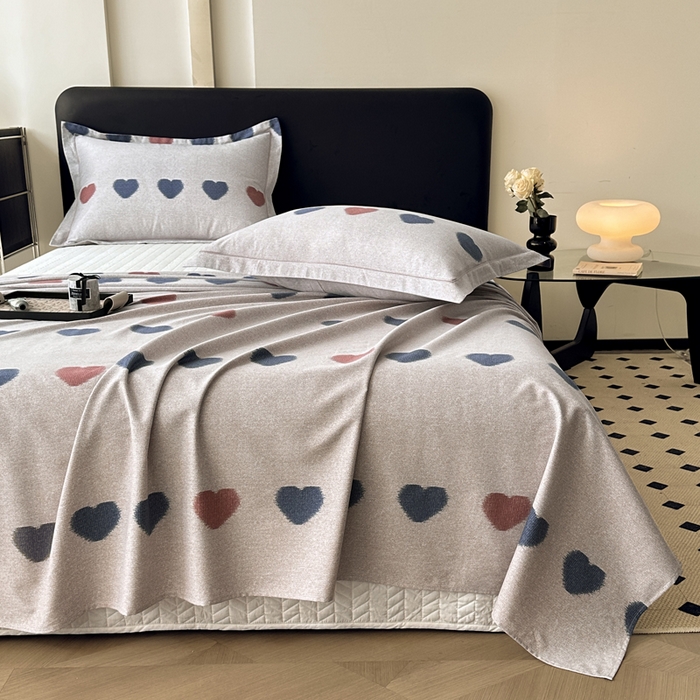 91家纺网 家纺一手货源 找家纺 大柏树 2025新款A类全棉磨毛印花单床单 满心欢喜