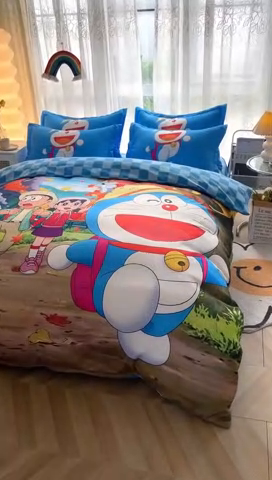 91家纺网 家纺一手货源 找家纺 宝薇 2024新款卡通款加厚斜纹磨毛大版四件套 （新花型不断更新中）哆啦历险记