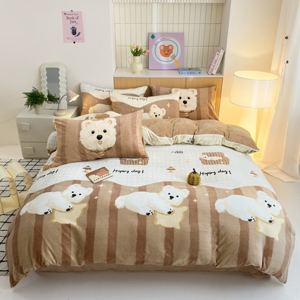 91家纺网 家纺一手货源 找家纺 （总）柚子YOUTH 2024新款加厚纯印花牛奶绒四件套