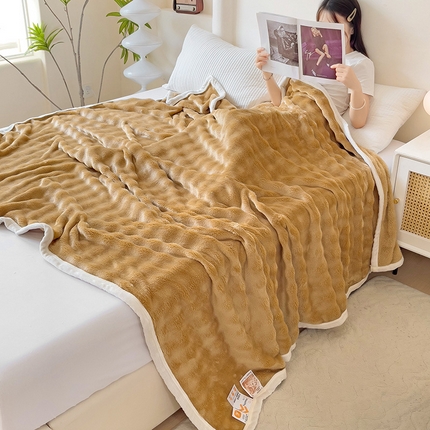 优选良品 2025新款托卡斯母婴级兔兔绒大泡泡毛毯安抚四季床盖双面牛奶绒床单 泡泡兔毛绒-奶咖