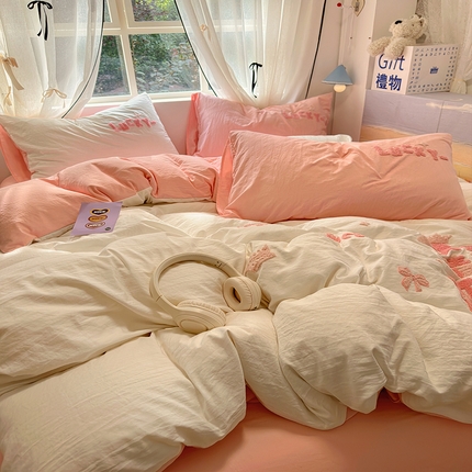 91家纺网 家纺一手货源 找家纺 （总）阿曼达 2024新款ins博主风爆款超甜美甜酷的毛巾绣水洗m四件套-公主请开心