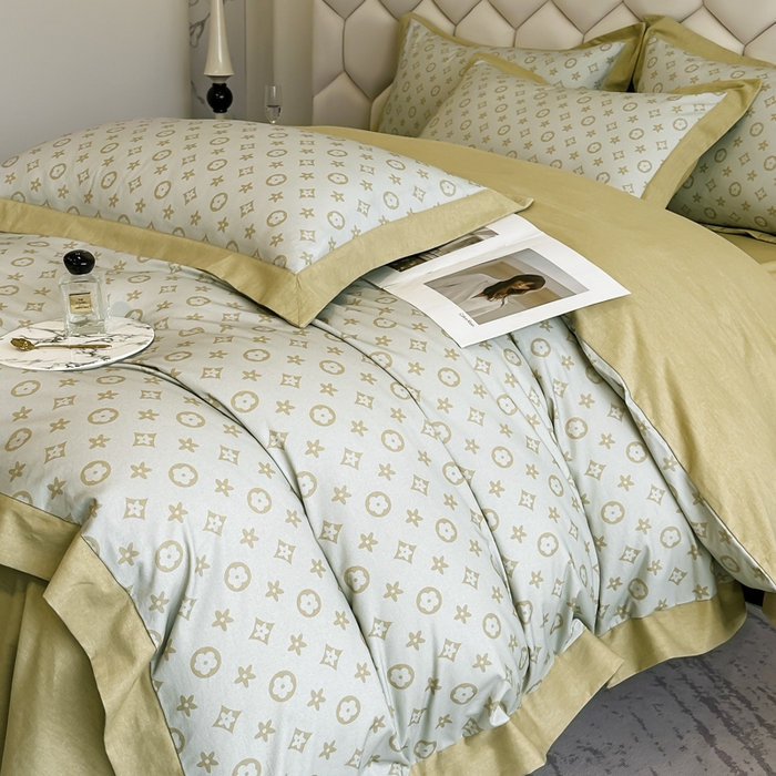 91家纺网 家纺一手货源 找家纺 雲归梦 2024新款全棉纯棉轻奢加厚磨毛拼角工艺四件套 维也纳 -奶油黄