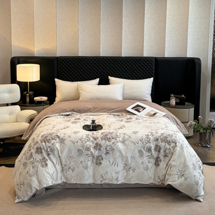 大柏树 2025新款A类全棉磨毛印花单被套 远黛灰