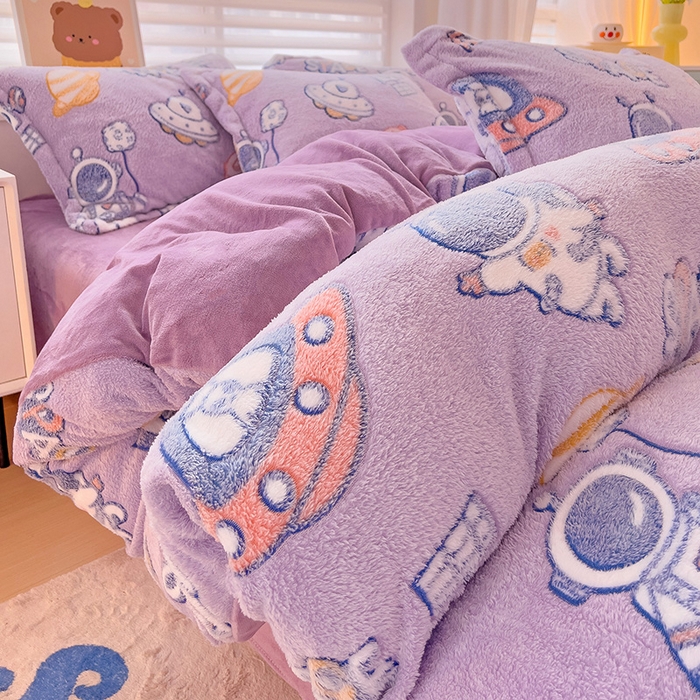 91家纺网 家纺一手货源 找家纺 2024新款加厚雪花绒印花单件被套-风格二（提供卖家秀 ） 星际穿越