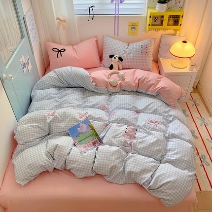 91家纺网 家纺一手货源 找家纺 （总）阿曼达 2024新款ins博主风爆款超甜美甜酷的毛巾绣水洗m四件套-公主请开心