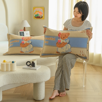 2024新款全棉四层纱布枕套一对装纽扣款枕套 汤姆女士