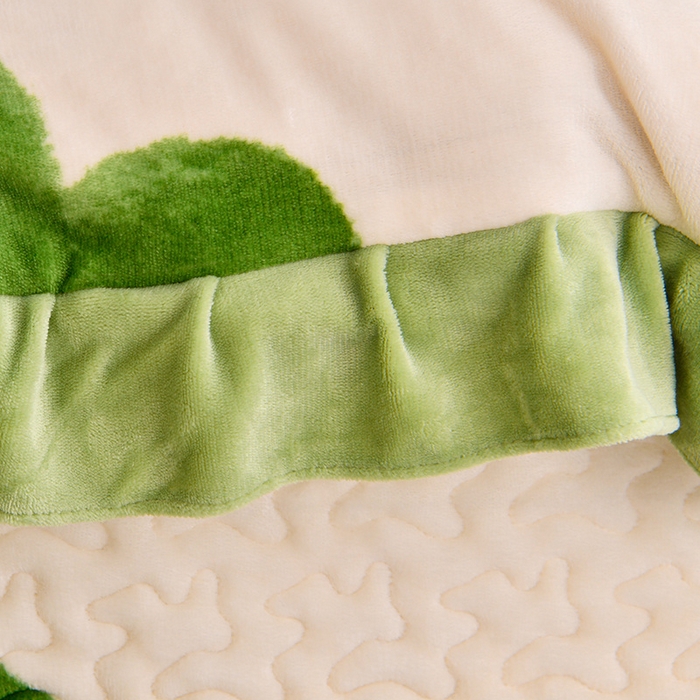 91家纺网 家纺一手货源 找家纺 民新家纺 2025新款牛奶绒印花夹棉床盖四件套 爱心草莓-绿