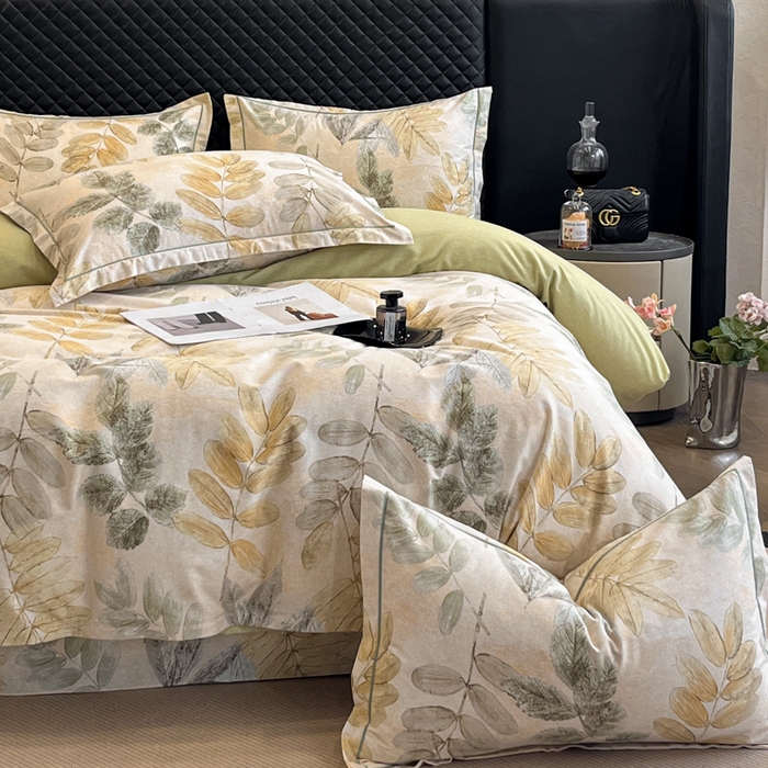 91家纺网 家纺一手货源 找家纺 大柏树 2025新款A类全棉磨毛印花四件套 春派