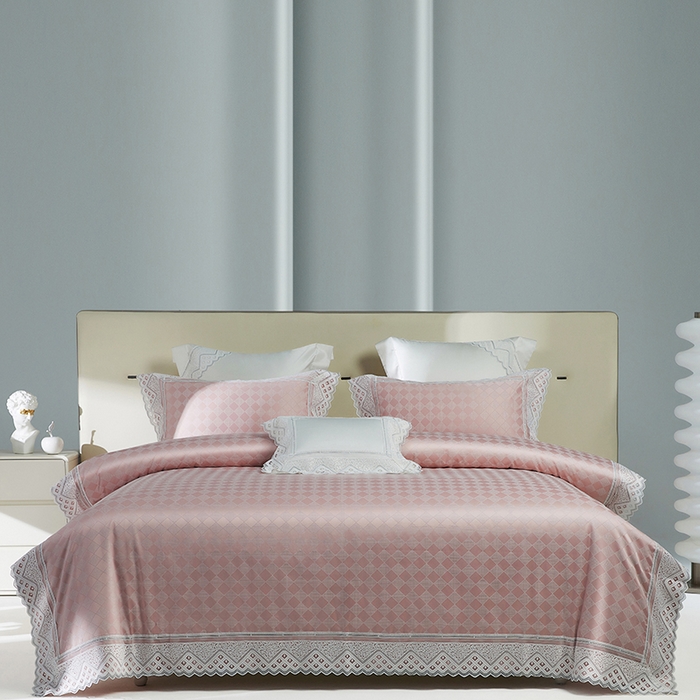 91家纺网 家纺一手货源 找家纺 （总）2024新款高端蕾丝重磅真丝棉系列四件套-克莱斯特