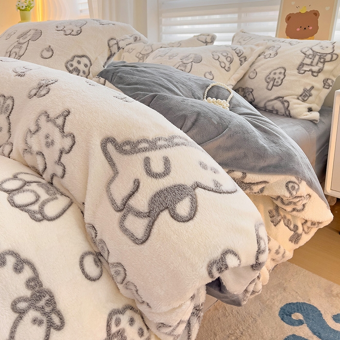 91家纺网 家纺一手货源 找家纺 2024新款加厚雪花绒印花单件被套-风格二（提供卖家秀 ） 灰色轨迹