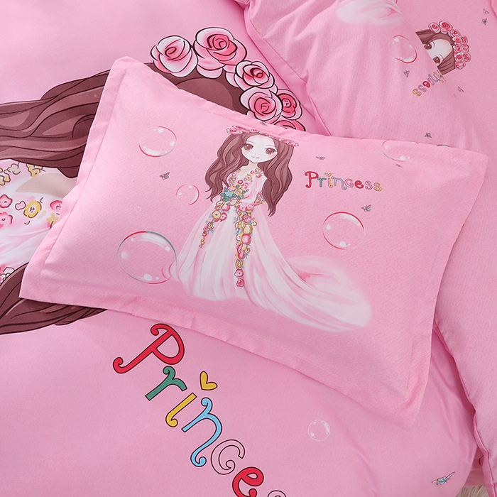 91家纺网 家纺一手货源 找家纺 宝薇 2024新款卡通款加厚斜纹磨毛大版四件套 （新花型不断更新中）公主梦