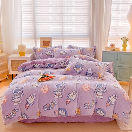 2024新款加厚雪花绒印花四件套-风格二（提供卖家秀） 星际穿越