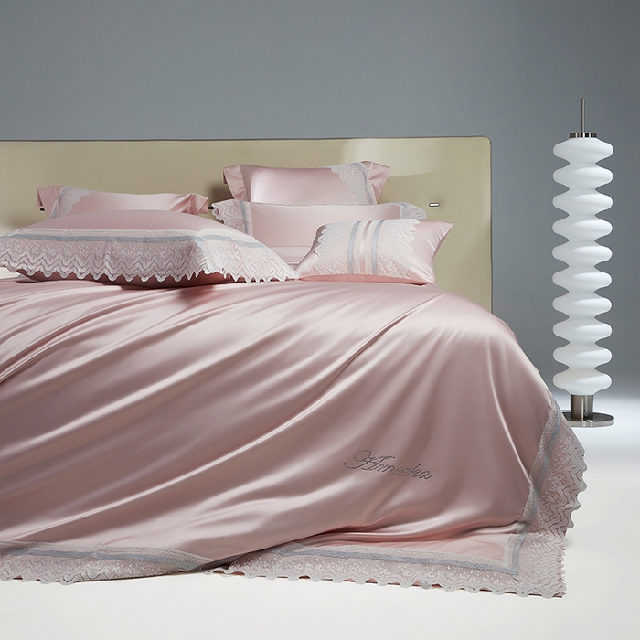 91家纺网 家纺一手货源 找家纺 （总）2024新款高端蕾丝重磅真丝棉系列四件套-德鲁斯